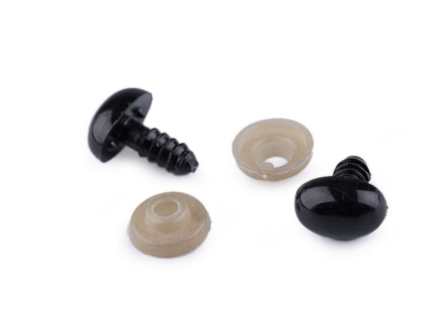 Schwarze ovale Sicherheitsaugen und -nasen für DIY-Plüschtiere und Puppen (9x13 mm) – Komplett mit Sicherheitsscheiben und Verschlüssen