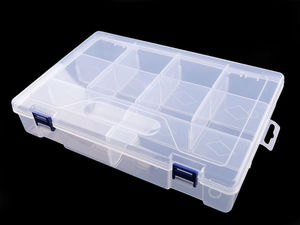 Transparente Sortierbox aus Kunststoff mit herausnehmbaren Trennwänden, 6 x 20 x 30 cm