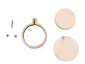 Miniatur-Stickrahmen & Anhängerrahmen aus Holz (Ø 40 mm, Elfenbeinfarbener Kreis)