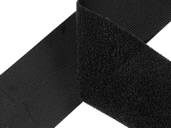 Extraflaches Klettband, Schwarz - 10 cm Breite