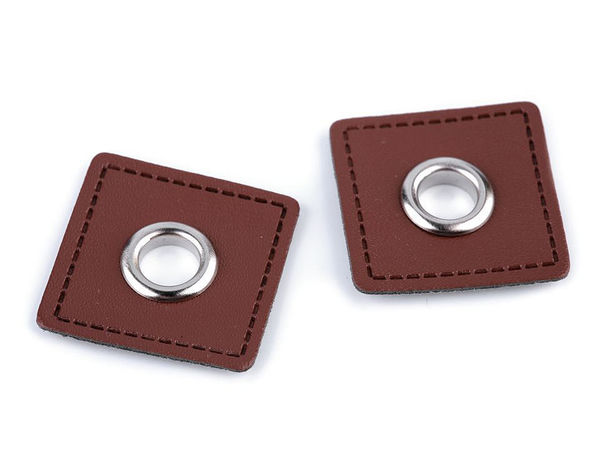 Quadratische Kunstleder-Patches mit Ösen zum Aufnähen - Premium-Ösenapplikationen für Kordelzüge, Hoodies & Jacken