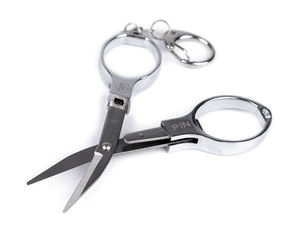 Premium-Klappreiseschere mit Karabiner-Schlüsselring, vernickelt, 9,5 cm