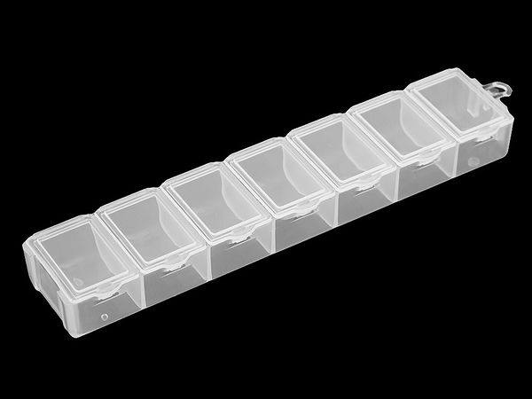 Transparente Sortierbox aus Kunststoff mit 7 Fächern für Bastelbedarf (1,8 x 3,4 x 15 cm)