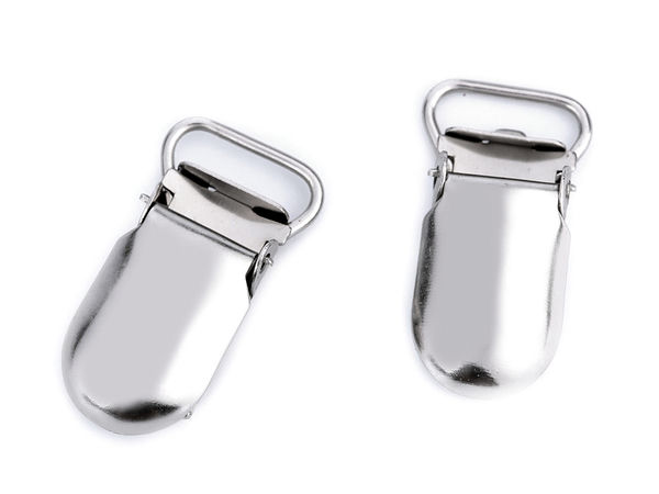 Premium-Hosenträgerclips aus Metall mit schützenden Kunststoffeinsätzen, 15 mm Breite - Nickel-Finish