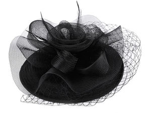 Eleganter floraler Mini-Fascinator mit Federn und französischem Netzschleier