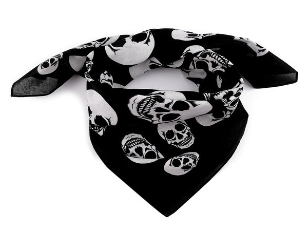 Premium-Quadrattuch (70x70 cm) aus 100 % Baumwolle mit Totenkopf-Print - Unisex Biker & Rocker Halstuch Bandana