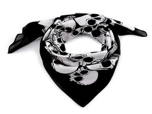Premium-Quadrattuch (70x70 cm) aus 100 % Baumwolle mit Totenkopf-Print - Unisex Biker & Rocker Halstuch Bandana