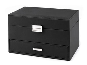 Premium-Schmuckschatulle mit 3 Ebenen, Spiegel und Schubladen - 14 x 16 x 23 cm