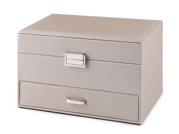 Premium-Schmuckschatulle mit 3 Ebenen, Spiegel und Schubladen - 14 x 16 x 23 cm