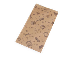 Stoklasa Flachbeutel aus naturbraunem Kraftpapier mit Schneidereimotiv (15x28 cm)