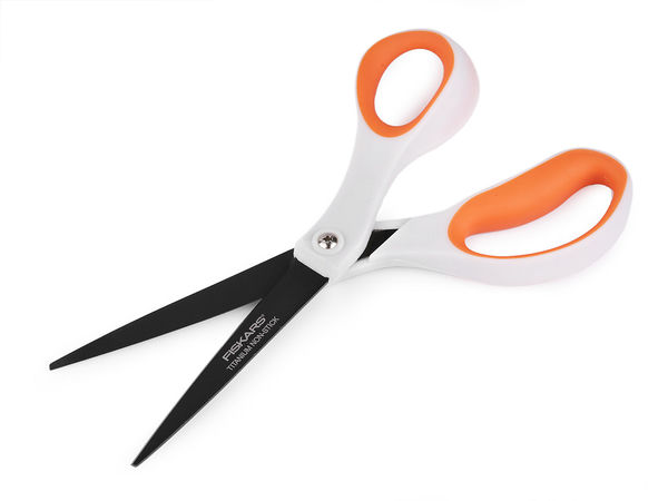 Fiskars Titanium Antihaft-Universalschere, 21 cm - Ergonomische Softgrip-Mehrzweckschere