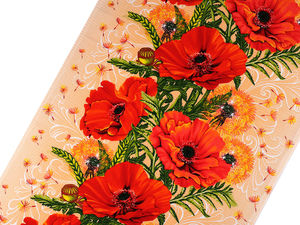 Baumwoll-Waffelpique Mohnblumen