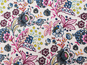 Baumwollstoff in grober Leinenoptik mit Blumenmuster