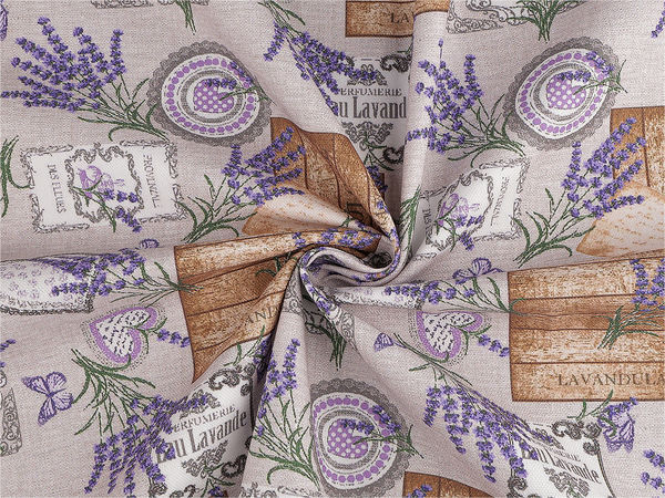 Premium Loneta PES-Dekostoff – Elegantes Provence-Lavendel-Design