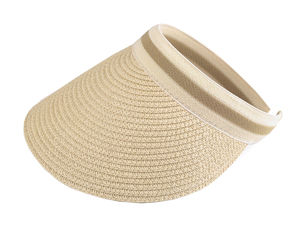 Elegantes Damen-Strohvisier mit elastischem Komfort-Stirnband – Leichter Sommer-Sonnenhut mit 13,5 cm Schirm