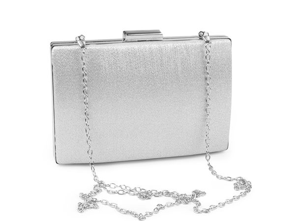Elegante schimmernde Abendtasche - Strukturierte Clutch in Metallic-Optik mit abnehmbarer Kette