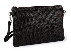 Boho-Umhängetasche in Stroh-Optik und Handgelenktasche - Vielseitige Schultertasche mit verstellbaren und abnehmbaren Trageriemen, 28x20 cm