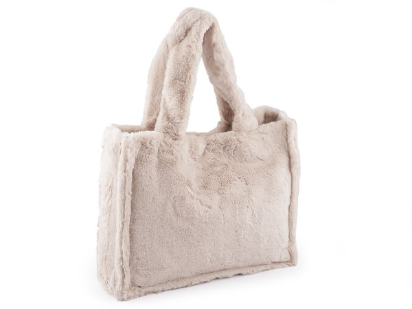 Elegante Webpelz-Handtasche und Schultertasche - Großer Winter-Shopper (44x35 cm)