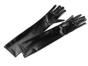 Lange Partyhandschuhe in Latex-Optik