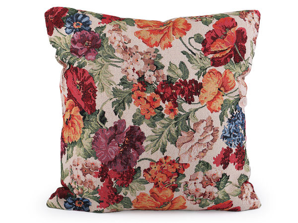 Kissenbezug in Gobelin-Optik - Blumen 45x45 cm
