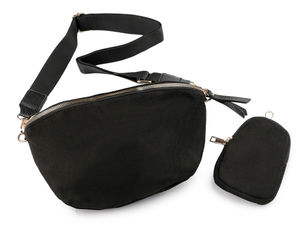 Veloursleder-Crossbody-Tasche mit abnehmbarer Utility-Tasche und verstellbarem Schultergurt