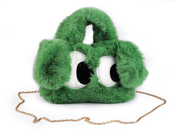 Plüsch-Handtasche für Mädchen mit flauschigen Ohren und abnehmbarer Schulterkette - Weiche Kunstfell-Umhängetasche für Kinder (25x16 cm)
