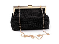Satin-Abendclutch mit Strassbesatz und abnehmbarem Kettenriemen