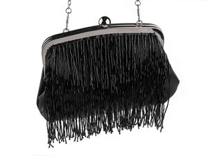 Abendhandtasche - Satin-Clutch mit Rocailles-Perlen