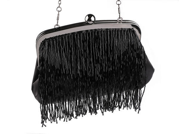 Abendhandtasche - Satin-Clutch mit Rocailles-Perlen