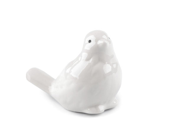 Elegante weiße Vogelfigur aus Porzellan - Dekorationsobjekt mit glänzendem Finish