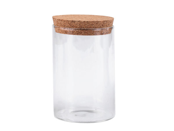 Premium-Vorratsglas aus Klarglas mit Naturkorken - Dekorative Bastel- und Dekoflasche