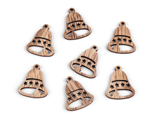 Mini-Weihnachtsmotive aus Holz - Schneeflocke, Stern und Glocke für Bastelarbeiten, Kränze und Geschenkverzierungen
