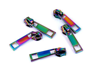 Premium-Reißverschlussschieber aus Metall Nr. 6 für Nylon- und Spiralreißverschlüsse - holografisches Multicolor-Finish (ohne Feststeller)