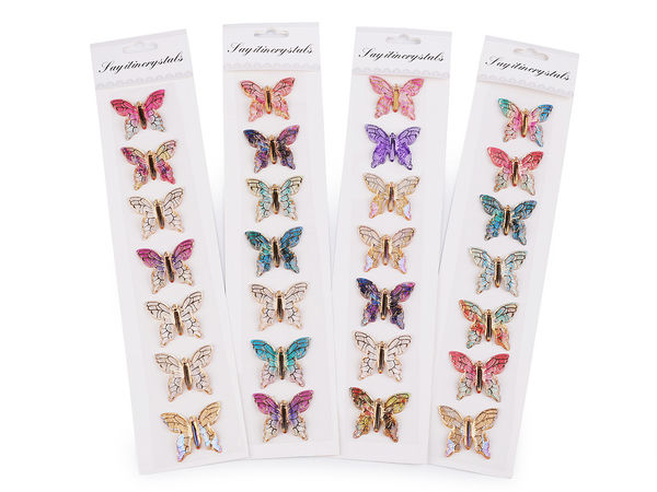 Selbstklebende Premium-Schmetterlingssticker zum Basteln - Elegante transparente Folien-Verzierungen mit Golddetails (Bunte Mischung)