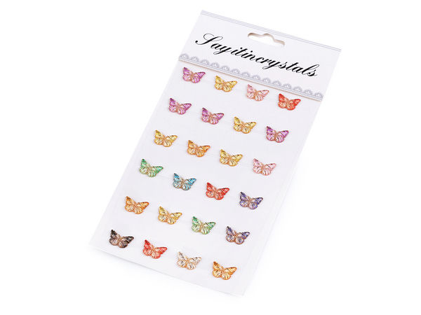 Selbstklebende Kristall-Schmetterling-Strassstreifen für Bastelarbeiten, DIY-Deko und Scrapbooking (Bunte Mischung, 24 Stück)