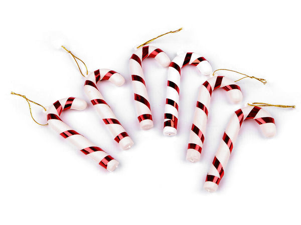 Festlicher Zuckerstangen-Anhänger - Rot-weiße Weihnachtsdekoration mit Lametta-Umwicklung