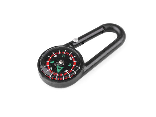 Mehrzweck-Karabinerhaken aus Kunststoff mit integriertem 30-mm-Navigationskompass - Schwarz