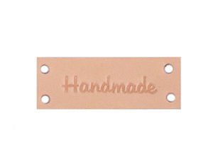 Leder-Label / Lederetikett "Handmade" , "With love" 16x44 mm