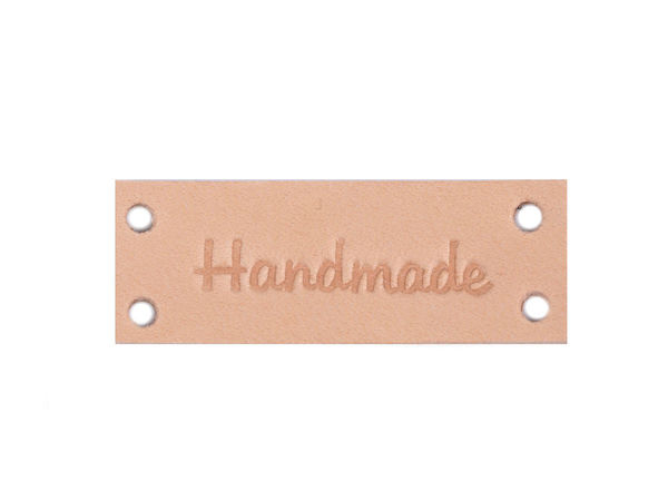 Leder-Label / Lederetikett "Handmade" , "With love" 16x44 mm