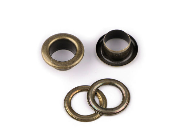 Metallösen und Unterlegscheiben in Messing Antik (10 mm Innen / 17 mm Außen) für Lederarbeiten & Taschenherstellung