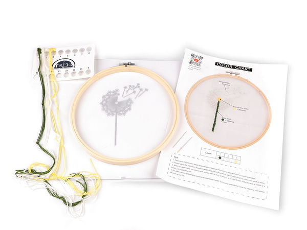 ` tags with no extra text outside the tags.


NAME: DIY-Stickset Blumenmotiv auf transparentem Tüll mit Bambus-Stickrahmen – Vorgedrucktes botanisches Design, Mouliné-Stickgarn & Nadel-Set
