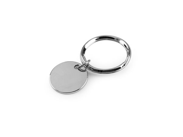 Premium-Metallschlüsselring mit rundem, gravierbarem Anhänger (Ø 20 mm)