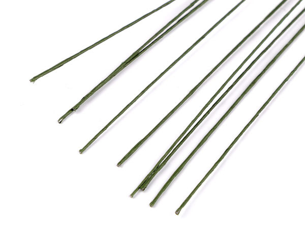 Grüner papierummantelter Blumendraht - Ø 0,8 mm x 60 cm | Biegsamer Floristendraht für Kränze, Ikebana & Bastelarbeiten