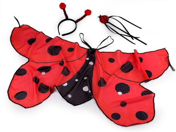 Marienkäfer-Kostümset für Kinder mit Chiffon-Flügeln, Fühler-Haarreif & Zauberstab für Fasching und Verkleidungsspiele