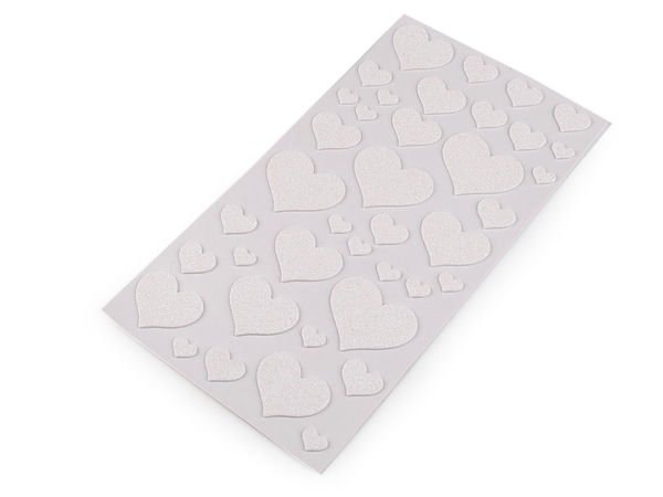 Selbstklebende Glitzer-Moosgummi-Herzen - Verschiedene Größen für Scrapbooking und Bastelarbeiten