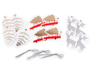 Premium Weihnachts-Geschenkanhänger aus Papier mit Metallic-Akzenten - Festliche Namensschilder zum Aufhängen, 12er-Set sortiert