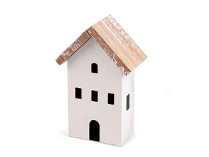 Dekorative Haus-Silhouette aus Vollholz – Einseitiger Aufsteller für Regale, Fensterbänke & Kaminsimse