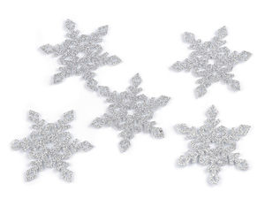 Glitzernde silberne Weihnachts-Schneeflocken aus Filz - 75 mm Bastelbedarf & Dekorationselemente