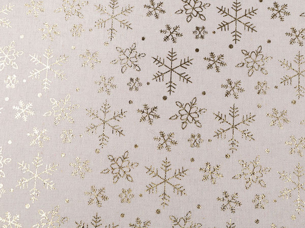 Weihnachts-Baumwollstoff / Metallic-Leinenoptik, Schneeflocken