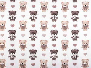 Premium Baumwoll-Canvas-Stoff mit Teddybär-Muster für Kinderbettwäsche & Dekoration